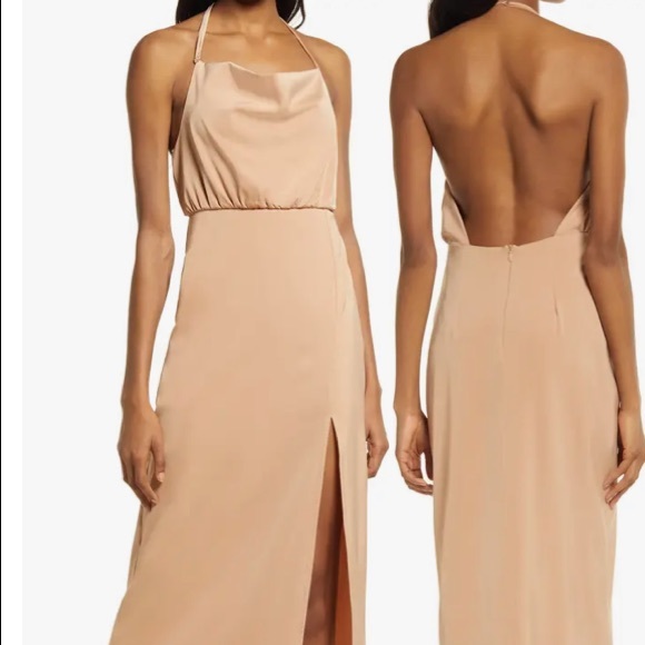 Lulus Dresses & Skirts - ❤️ Lulus It's Fate Satin Sleeveless Halter Maxi Dress